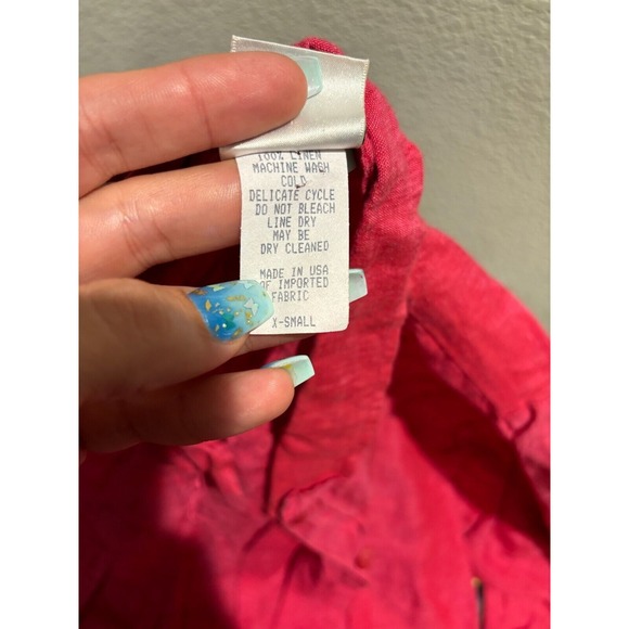 CTC linens Shirt Womens XS Heather Pink 100% Linen Classic High Low Button-Up - Picture 5 of 7